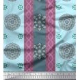 thumbnail image 1 of Soimoi polyester Crepe Fabric Stripe & Mandala Decorative Print Fabric by the Yard 42 Inch Wide, 1 of 3
