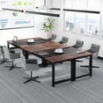 thumbnail image 4 of Tribesigns 63” Executive Desk, Large Office Computer Desk with Thicken, Frame Modern Simple Workstation Business Furniture for Home Office, Rustic Brown/Black, 4 of 6