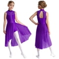 thumbnail image 3 of Miaeowve Robe de Danse Ballet Latin pour Filles Enfants Justaucorps Sans Manches avec Strass Dos Ajouré Combinaison Salopette Tenue de Danse Décontractée Violet 12, 3 of 7