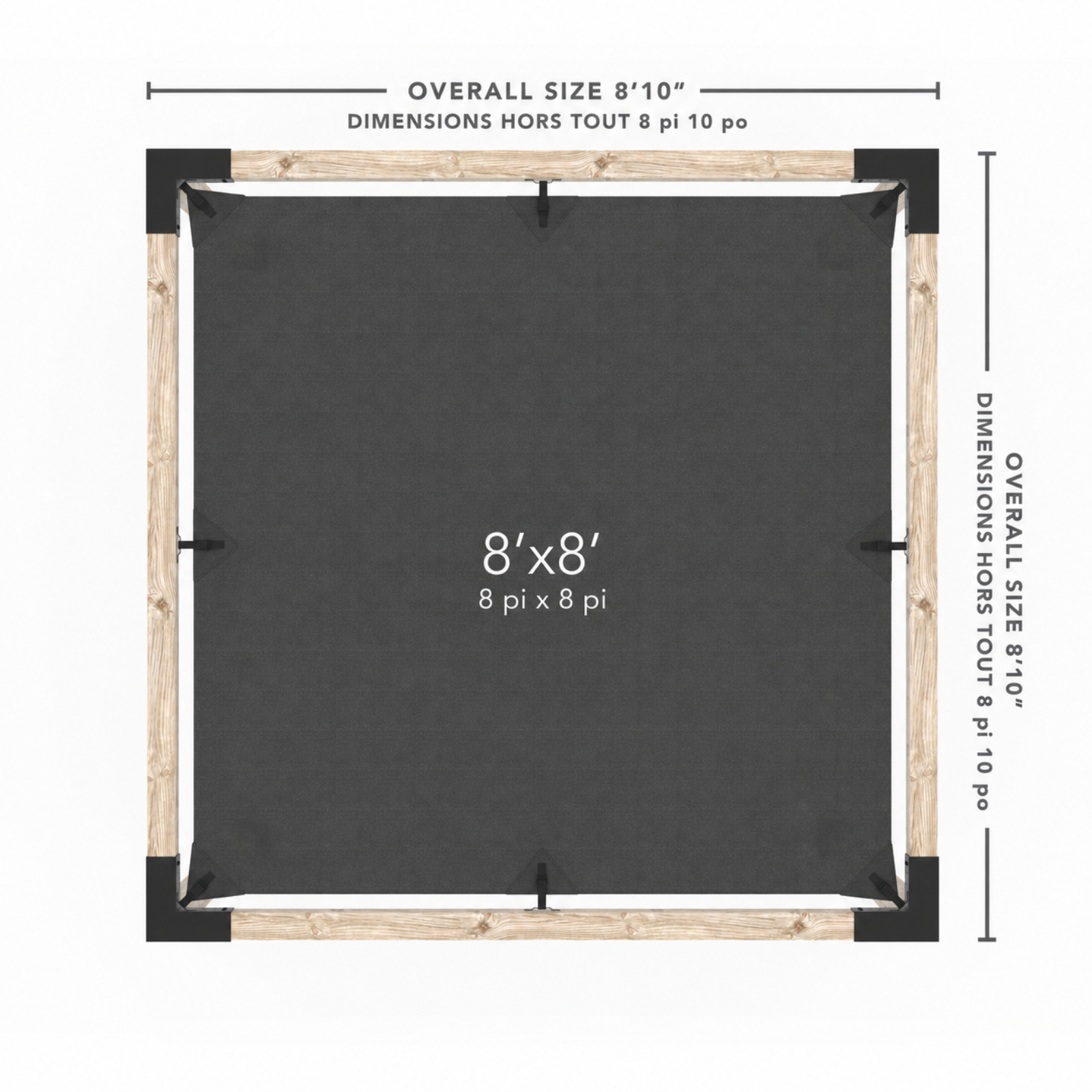 Toja 8' X 12' Pergola Kit With Shade Sail For 4X4 Wood Posts