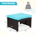 thumbnail image 2 of Patiojoy 2 PCS Outdoor Wicker Ottoman Patio Rattan Furniture Metal Footrest Seat Square Footstool with Cushion Turquoise, 2 of 8