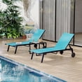 thumbnail image 1 of BeesClover 2 Patio Outdoor Textile Chaise Lounge Chairs with Side Table, Patio Chaise Lounge Set, Pool Sunbathing Lounger with 5-Level Backrest and Wheels for Yard, Beach, Lawn, 1 of 7