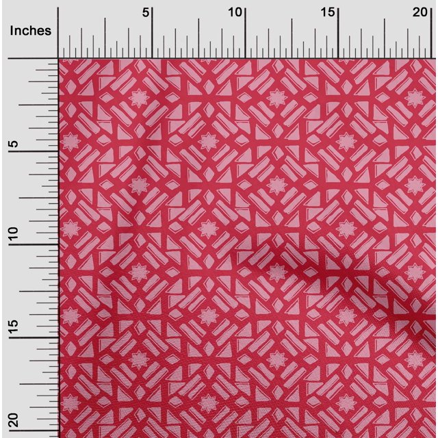 oneOone Cotton Silk Fabric Geometric Block Print Fabric BTY 42 Inch Wide