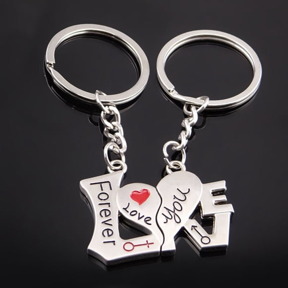 10Pcs Heart Key Couple Keychain, Vacemry Valentine's Day Heart Key Couple Keychain Keyring Keyfob, Alloy Love Key Chain Set, Romantic Anniversary Gift for Him Her, Boyfriend Girlfriend Lover Gift,