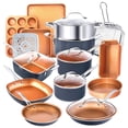 thumbnail image 1 of Ensemble de cuisine et de cuisson en céramique antiadhésive 20 morceaux Gotham Steel avec couvercles, compatible lave-vaisselle et résistant au four., 1 of 8