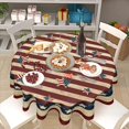 thumbnail image 4 of American Flag Tablecloth Round 60 Inch 4th of July Memorial Day Patriotic Table Cloth Wrinkle Resistant Rustic USA Independence Day Table Cover Decorative for Home Kitchen Dining Indoor Party Picnic, 4 of 5