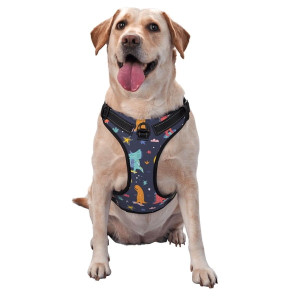 Sikiie Cartoon Dinosaur Scooter Sport Blue Pattern Pet Traction Vest, No-pull Adjustable Buckle Reflective Dog Harness, Suitable for Small, Medium and Large Dogs-X-Large