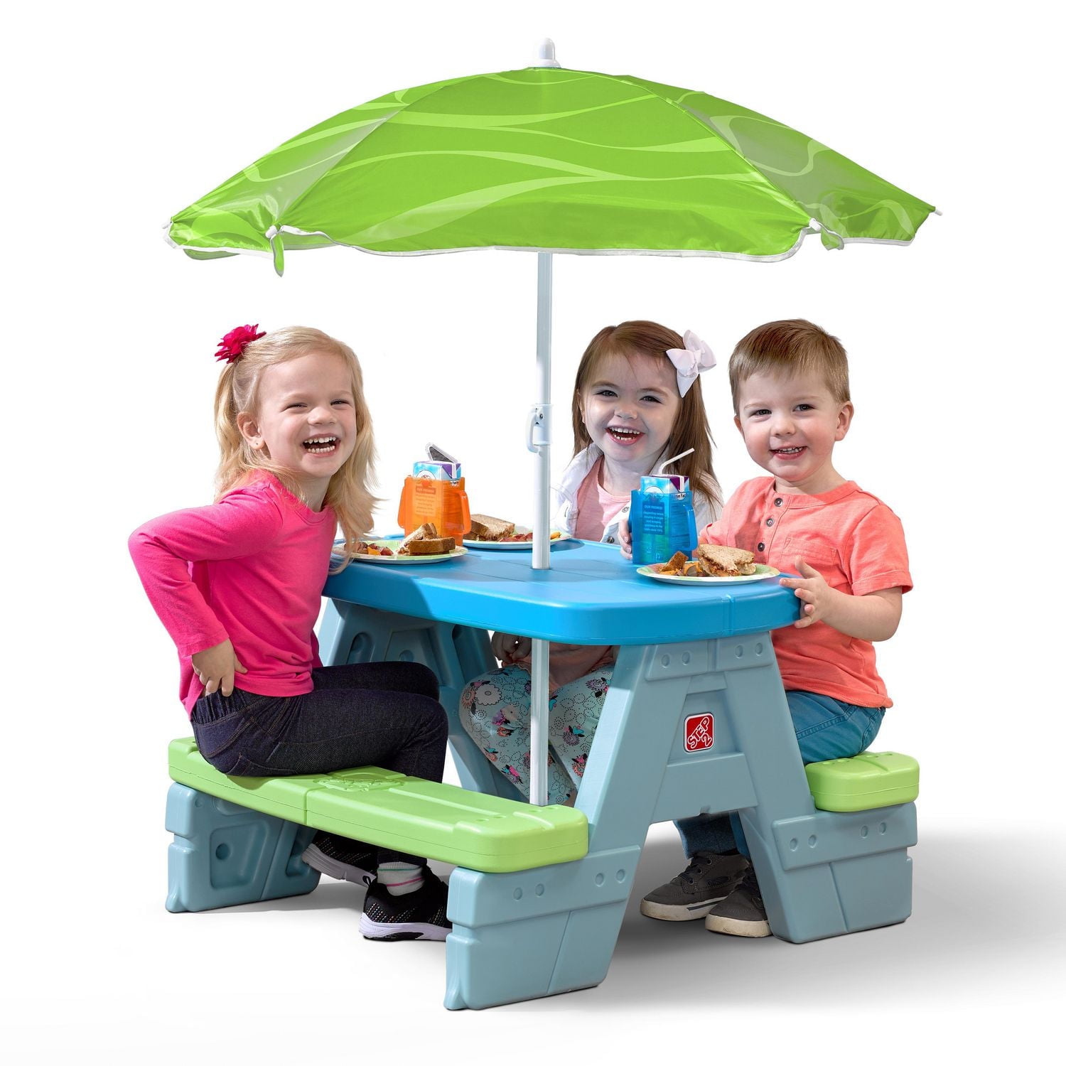 Step2 Sun & Shade Plastic Picnic Table with Umbrella for Children