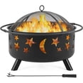 thumbnail image 2 of Yaheetech Round Fire Pit with Stars Moons Pattern, Black, 2 of 10