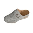 thumbnail image 1 of Clogs for Women Mules Slide Closed Toe Clog Buckle Decor Hollow out Comfortable Wedge Mule Gray, 1 of 8
