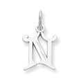 thumbnail image 1 of 14K White Gold Diamond Cut Initial N Charm, 1 of 2