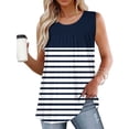 thumbnail image 2 of UPPADA Camisoles Mignonnes pour Femmes Tendance Col Rond à Fleurs Hauts d'Été Sans Manches Blouses Chic Décontracté Débardeurs Graphiques Bleu Marine,P, 2 of 5