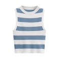 thumbnail image 1 of Dealovy Débardeurs pour Femmes Été Côtelé Court Ajusté Rayé Sans Manches Col Rond T-Shirts, 1 of 4