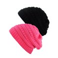 thumbnail image 1 of Tuque Tricotée pour Femmes (Lot de 2), Noir/rose Bonbon, 1 of 1