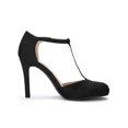 thumbnail image 3 of BLISSFUL STEP Chaussures pour Femmes Bout Rond Talon Aiguille Sandales à Bride en T Noir 9, 3 of 8