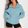 thumbnail image 2 of Timegard Half Zip Pullover for Women Cropped Long Sleeve Tops Sweatshirts Thumb Hole Fall Solid Color Tops, 2 of 7
