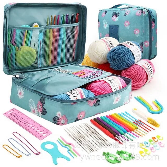 PENGXIANG 59 Pcs Include 5 Skeins Yarn Hooks Needles Storage Bag Crochet Kit with Knitting Accessories Set for Beginners Gift Freeshipping