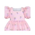 thumbnail image 4 of Robe Fille Broderie Rose Col Carré Manches Courtes Bouffantes 10 Ans, 4 of 6
