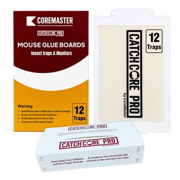 Catchcore PRO Mouse & Insect Glue Traps 12-Pack, Non-Toxic Pest & Cockroach Traps for Indoor Mouse, Silverfish & Crawling Insect Control, Pesticide-Free Home & Commercial Use