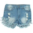 thumbnail image 2 of VIP Jeans Women's Distressed Denim Shorts, Acid Wash, Size 15, 2 of 4