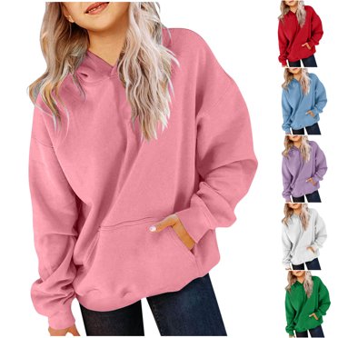 CFLVAEK Oversized Hoodies for Teen Girls Casual Loose Long Sleeve Hooded Sweatshirts with Pockets Trendy Youth Tween Girls Clothes Purple Size 11 Years
