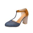 thumbnail image 1 of Leutsin Sandales à Talon Épais à Boucle Creuse pour Femmes Chaussures Simples Assorties, 1 of 7