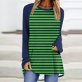 thumbnail image 2 of Blouses pour Femmes Chic Décontracté Femmes Chandail à Rayures Surdimensionné Manches Raglan Longues Col Rond Chandails à Enfiler Chemises 2024 Automne Chandail à Enfiler Tunique Ample Hauts S-109 Vert TTG, 2 of 5