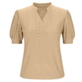 thumbnail image 4 of Liquidation d'Économies! Hauts pour Femmes Grande Taille, Blouse d'Été à Manches Courtes pour Femmes, Blouse Décontractée à Manches Courtes Unie pour Femme à Col en V, 4 of 5