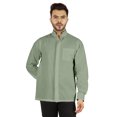 thumbnail image 1 of Bestman Solid Long Sleeve Shirt For Mens Front Double Button Placket Chinese Collar Shirt, 1 of 7