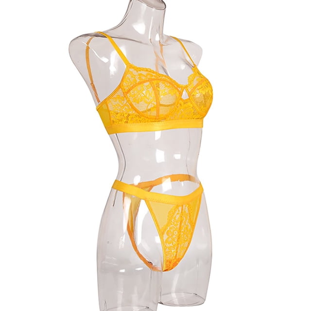 2Pcs Lace Hot Underwear Set Bra Underpant Gift for Women