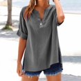 thumbnail image 2 of Baberdicy Oversized Collar Shirts - Women's Loose Fit Solid Color Tops (Breathable Linen, Office to Weekend) Grey M, 2 of 8