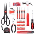 thumbnail image 3 of Tool Set General Household Hand Tool Kit With Plastic Toolbox, Storage Case, Red & Black | Hammer, Pliers & Screwdrivers Tool, Durable & Reliable | Portable & Lightweight, Repairs, Diy, 3 of 5