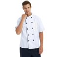 thumbnail image 4 of TOPTIE Manteau de Chef Unisexe à Manches Courtes, Blanc, 4 of 8