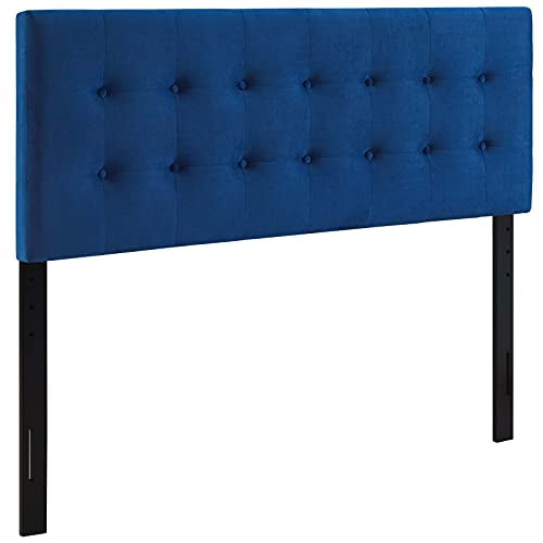 Modway Emily Tête de Lit Capitonnée en Velours de Performance Pleine Grandeur, Bleu Marine