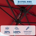 thumbnail image 4 of Garvee 10' x 6.5' Rectangular Patio Umbrella with Crank & Push Button Tilt, 6 Sturdy Ribs, Red, 4 of 7