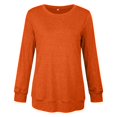thumbnail image 4 of Pxiakgy T-Shirts pour Femmes T-Shirts pour Femmes Chandail en Molleton Décontracté à Col Rond Manches Courtes Longues Chemise Douce Ample Orange + 3TG, 4 of 4
