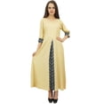 thumbnail image 1 of Bimba Robe Kurta Indienne en Rayonne Beige avec Foulard Kurti - 12, 1 of 9