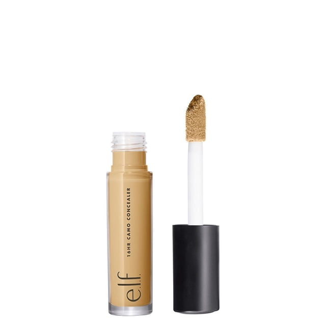 e.l.f Cosmetics Cache-Cernes Camouflage 16 H en tube Transparent avec Capuchon Noir Enlevé, Mettant en Valeur un Cache-Cernes Liquide beige sur l'Applicateur à Tige, Offrant une Couvrance Totale, Formule Résistante aux Plis avec Port après 16 Heures, Idéal pour Camoufler les Taches et les Cernes sous les Yeux dans les Cache-Cernes pour le Visage.