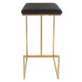 thumbnail image 2 of LeisureMod Quincy Quilted Stitched Leather Bar Stools With Gold Metal Frame - Charcoal Black, 2 of 6