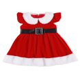 thumbnail image 1 of Girls Christmas Velvet Dress Short Sleeve Patchwork Dress, 1 of 6