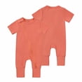 thumbnail image 2 of IROINID Clearance Cotton Neutral Onesies Newborn Baby Girls Boys Bodysuit Summer Short Sleeve Zipper One-piece Romper Jumpsuit,Orange, 2 of 9