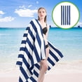 thumbnail image 2 of Blue Microfiber Beach Towel Blue Stripe Large Size 80X160Cm #0ROR0, 2 of 7