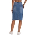 thumbnail image 3 of INSPIRE CHIC Women's Jean Skirt High Waist Back Slit Knee Length Mother's Day Denim Skirts Blue M, 3 of 6