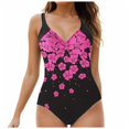 thumbnail image 1 of Huesdet Women's One Piece Swimsuit High Neck Cutout Ribbed Texture Back Hook Hollow Wrapped[Red,XXL], 1 of 9