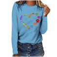 thumbnail image 1 of Pisexur Hauts d'Automne pour Femmes Mode Mignon Cœur Graphique Imprimé T-Shirt Hauts Col Rond Manches Longues Chemises pour Femmes Habillées Décontractées Sorties Hauts Confort Polyvalent Léger T-Shirts, 1 of 5