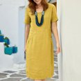 thumbnail image 4 of Gspmoly Robe pour Femmes, Mode d'Été pour Femmes Robe à Manches Courtes à Col Rond Mi-Mollet Robe Imprimée Robes d'Été pour Femmes Cadeaux de Vacances, 4 of 8