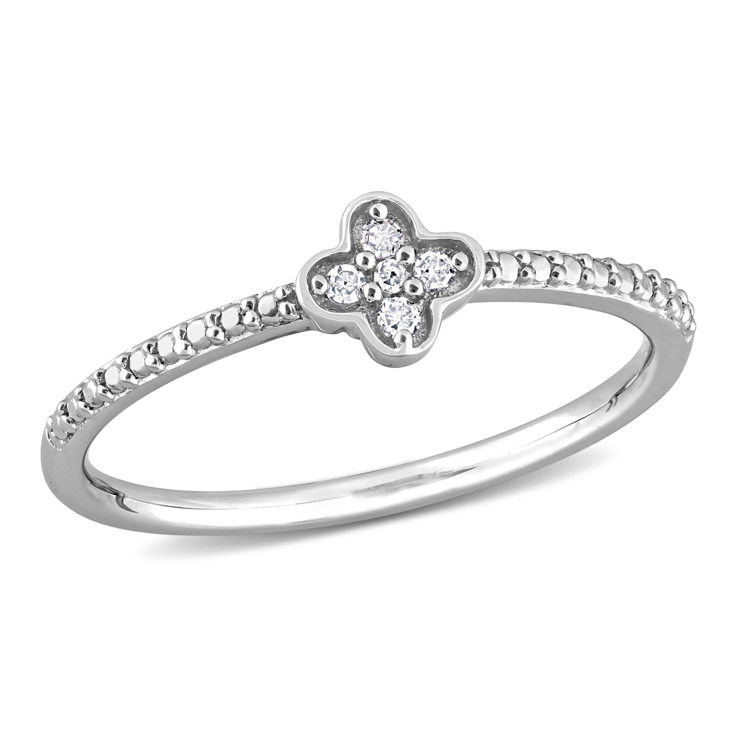 Bague de Promesse florale Miabella d'accent de diamant en Argent Sterling