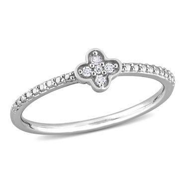 Miabella Diamond Accent Sterling Silver Floral Promise Ring