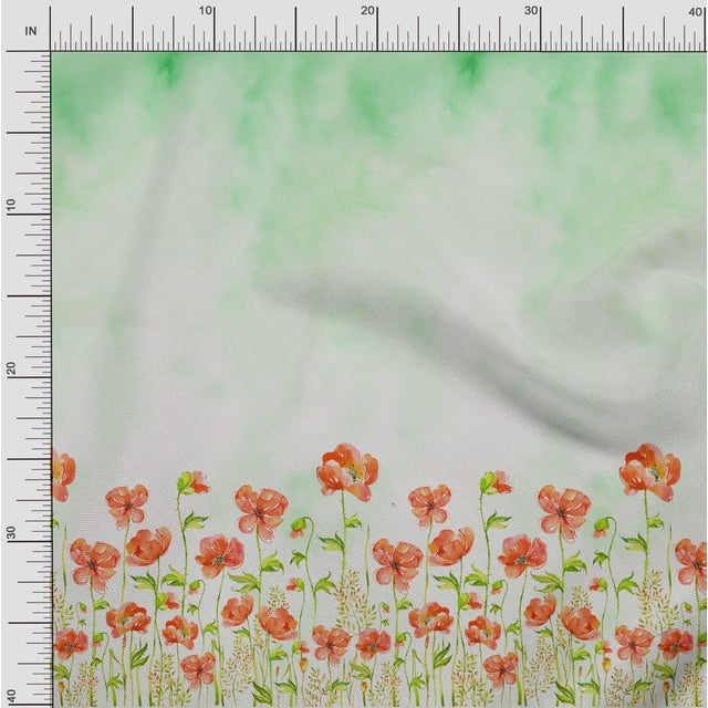 oneOone Cotton Cambric Fabric Leaves & Flower Panel Printed Craft Fabric BTY 56 Inch Wide