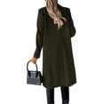 thumbnail image 3 of LUXUR Women Double-breasted Outwear Button Down Autumn Overcoats Army Green L, 3 of 3